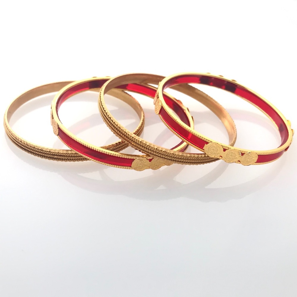 NWOT Red Gold Indian Bangle Bracelet Set of Four